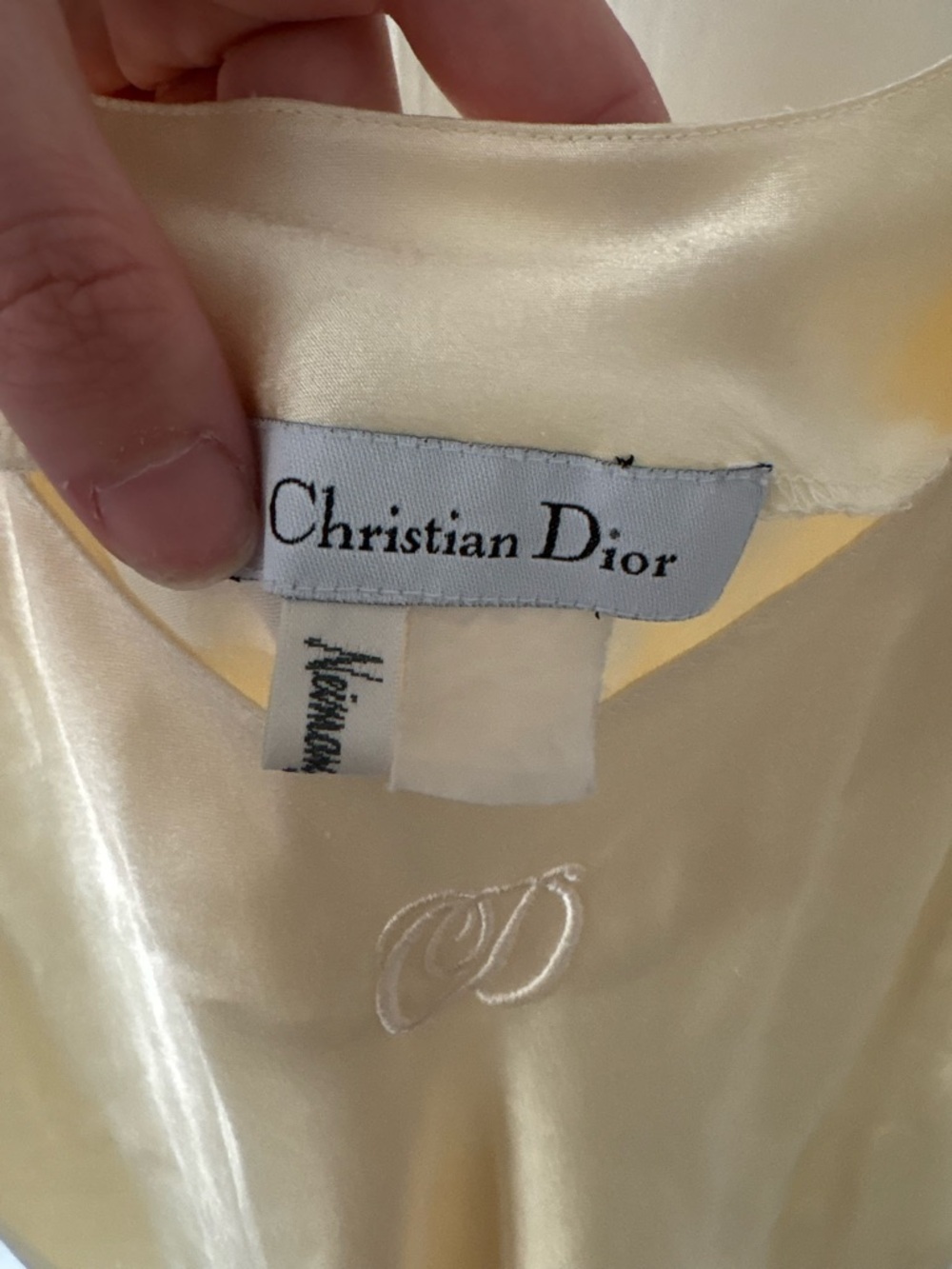 Vintage Christian Dior Satin Slip Dress / Nightgown (70s-90s) - Picture 4 of 4